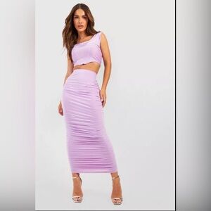 Boohoo Purple Maxi Pencil Skirt Set